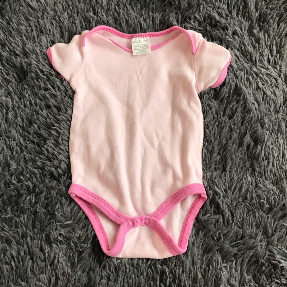 5/$25 MINI MUFFIN pink on pink onesie